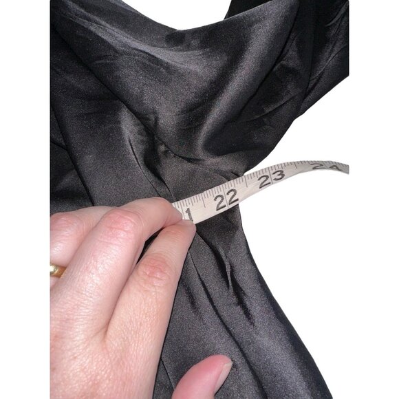 NWT Fashion Nova Touch By Touch Satin Blouse Draped Drop Neckline XL Black - Picture 7 of 8